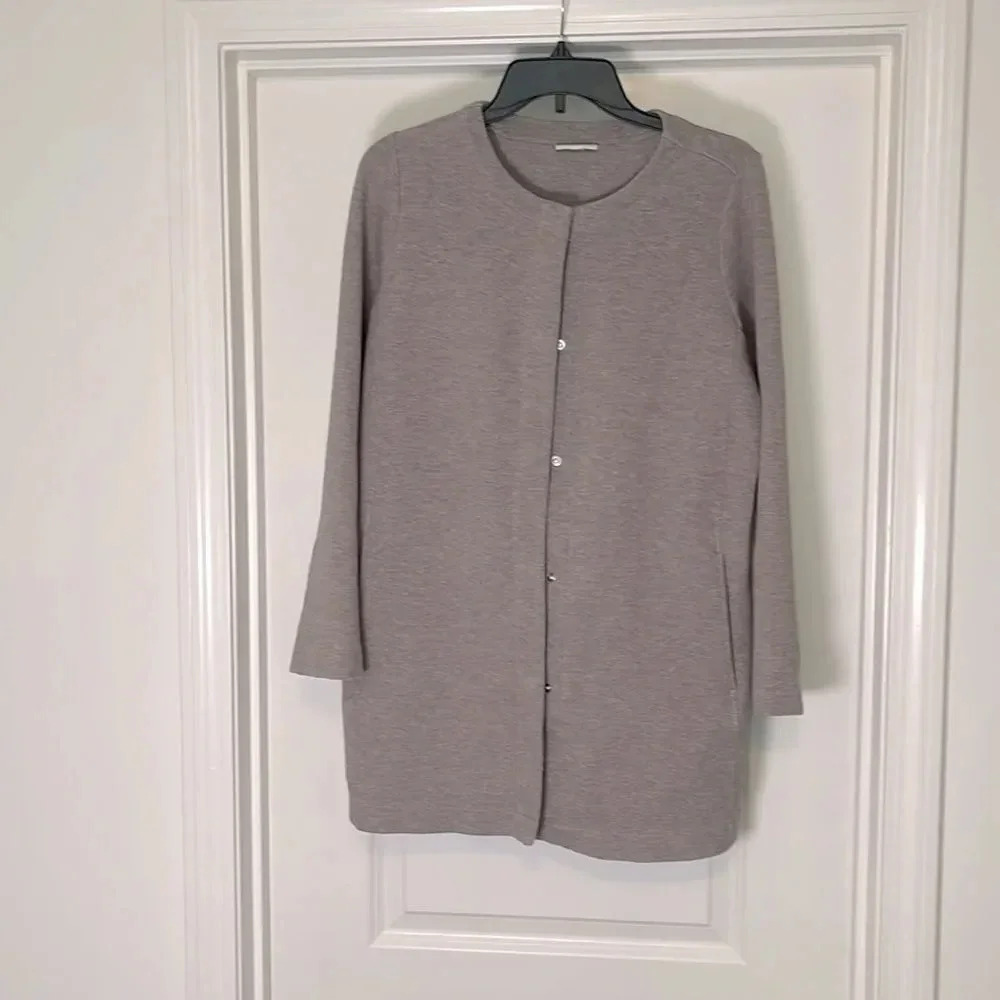 Soft Pure J. Jill Snap Front Heavyweight Ponte Knit Coat Beige Women's Size L/XL